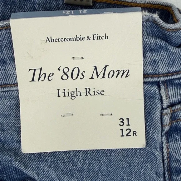 Abercrombie & Fitch The 80s Mom High Rise Distressed Jeans 31/12R Medium Wash - Picture 2 of 7